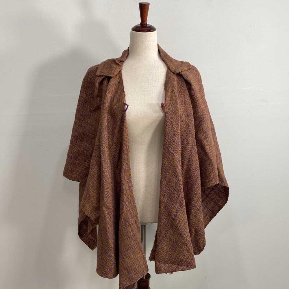 Bohemian Knit Poncho Cape Pleated Art to Wear Lagenlook One Size - Picture 5 of 7